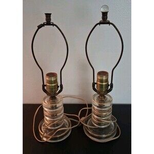 Pair of  Mid Century Modern Berger Glass Table Lamp